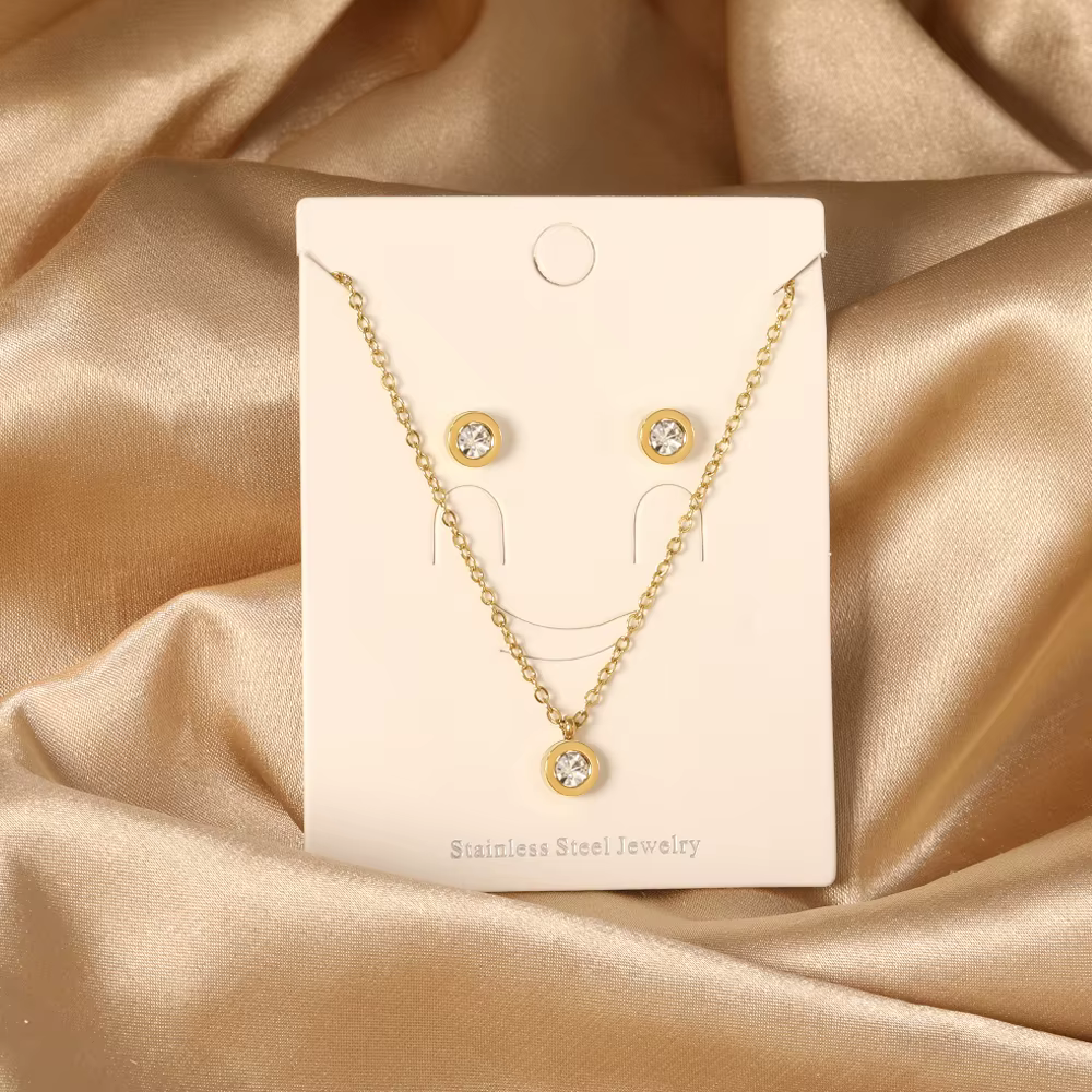 Colliers ensembles de bijoux pour femmes filles pendentif en acier inoxydable colliers et boucles d'
