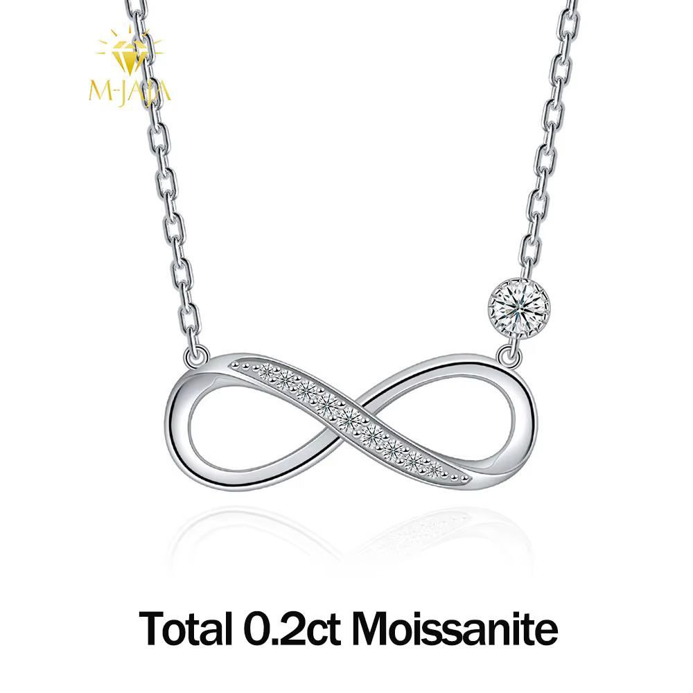 M-JAJA Moissanite collier Möbius boucle infinie pendentif collier pour femmes 925 en argent Sterling