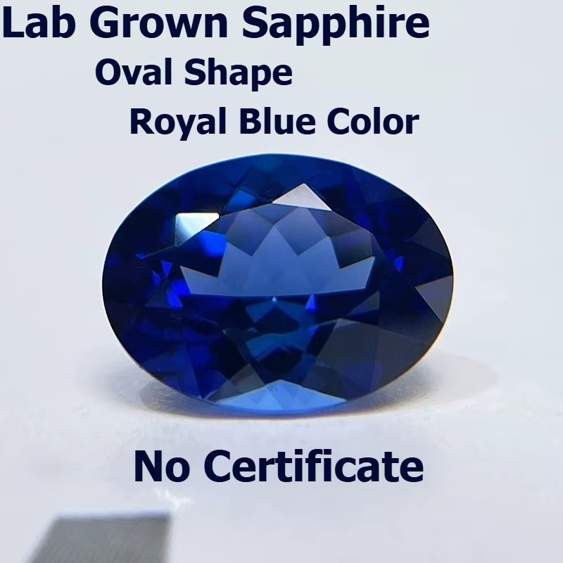 Saphir cultivé en laboratoire, couleur bleu Royal, pierre précieuse de forme ovale pour bricolage, b