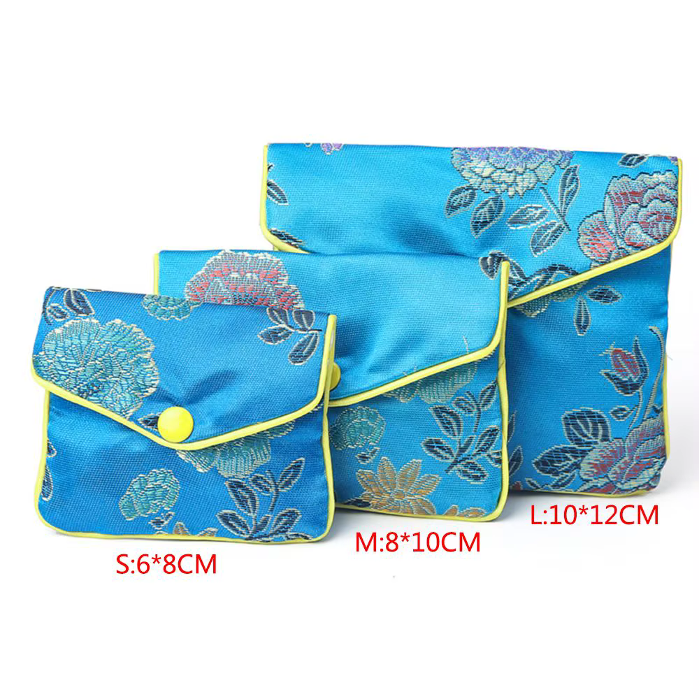 Cadeaux : Collier, Bracelet, Pochette à monnaie en brocart avec boucle chinoise faite main, Sac à bi