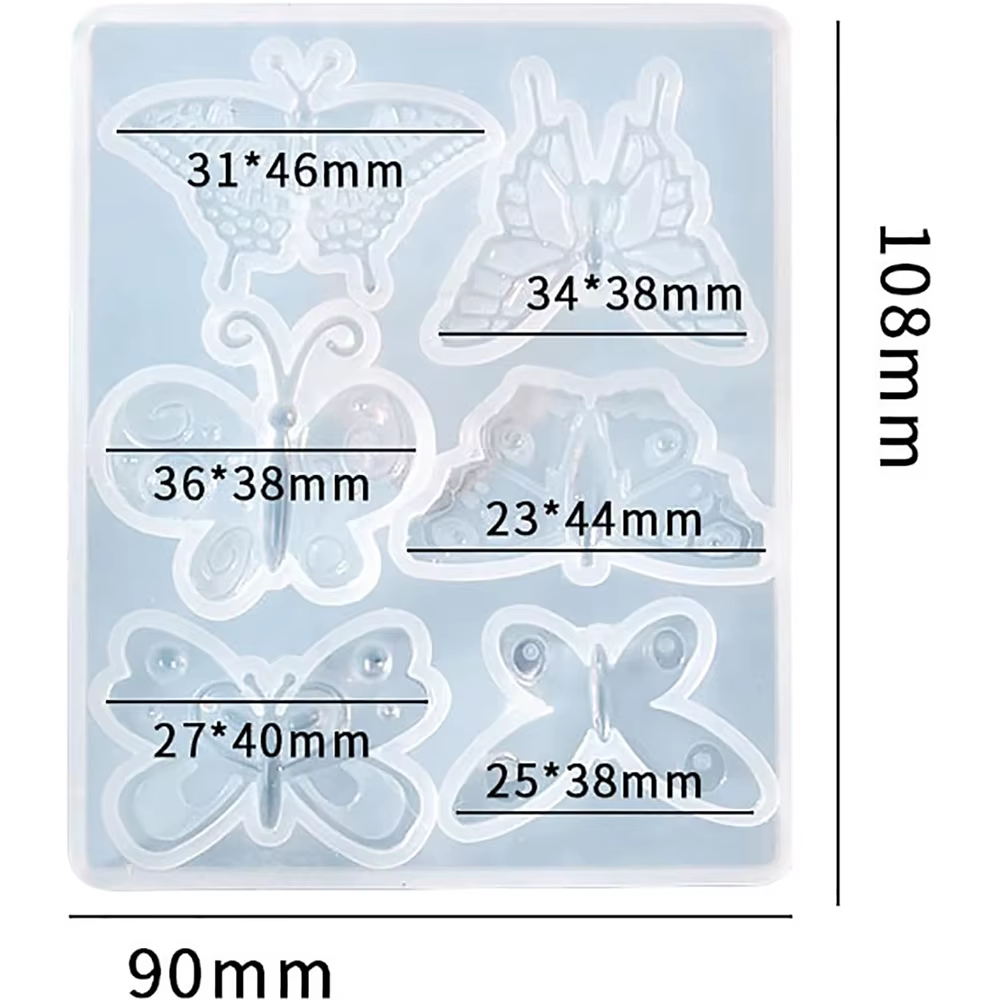 Moule à pendentif papillon en Silicone, 6 Styles, porte-clés papillon, boucle d'oreille, broche, col