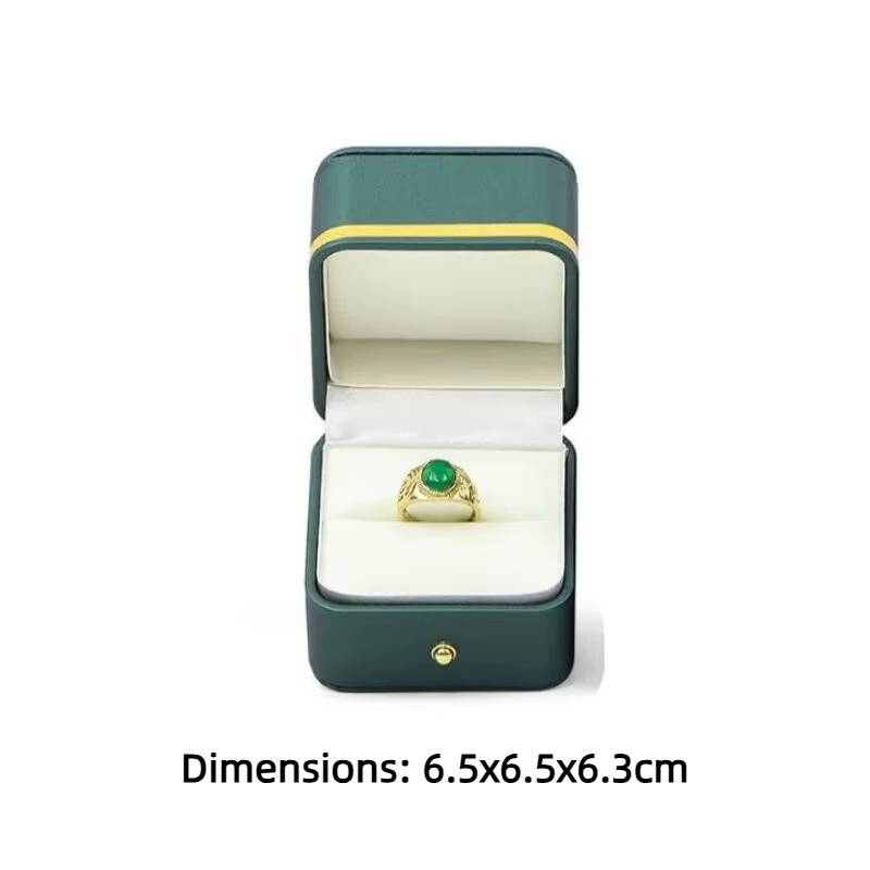 Boîte à bijoux en cuir PU de haute qualité avec bordure dorée et fermoir métallique, organiseur pour