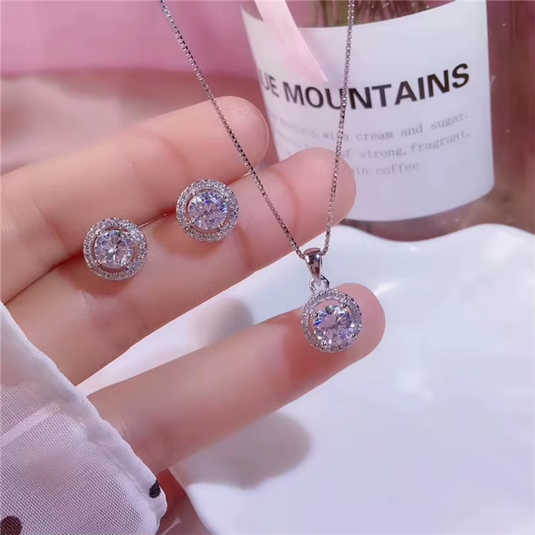 Parure de bijoux en argent 925 pour femme, collier, pendentif, boucles d'oreilles, contre-indiqué, p