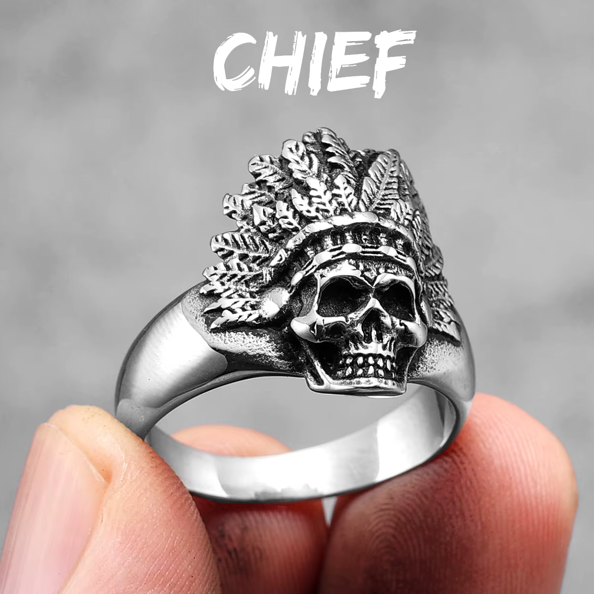 Bague crâne en acier inoxydable 316L pour hommes, anneau dominateur diable, crâne enfer Punk Rock go