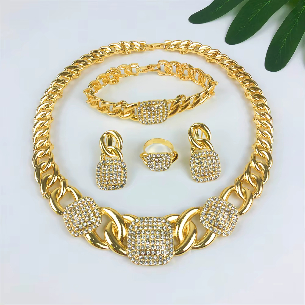TITI Vintage femmes collier Bracelet boucle d'oreille bague ensemble de bijoux style minimaliste mod