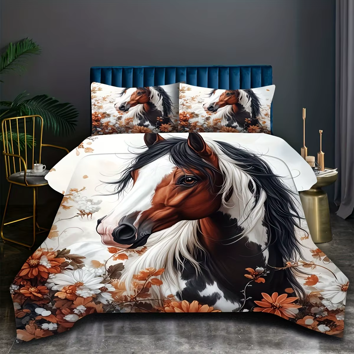 Parure de lit cheval Animal, housse de couette imprimée en 3D avec taie d'oreiller, ensemble de hous