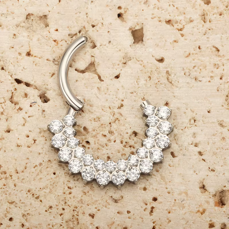 ASTM F136 titane Clicker Septum nez anneau Piercing CZ Daith boucle d'oreille cerceau avant face art
