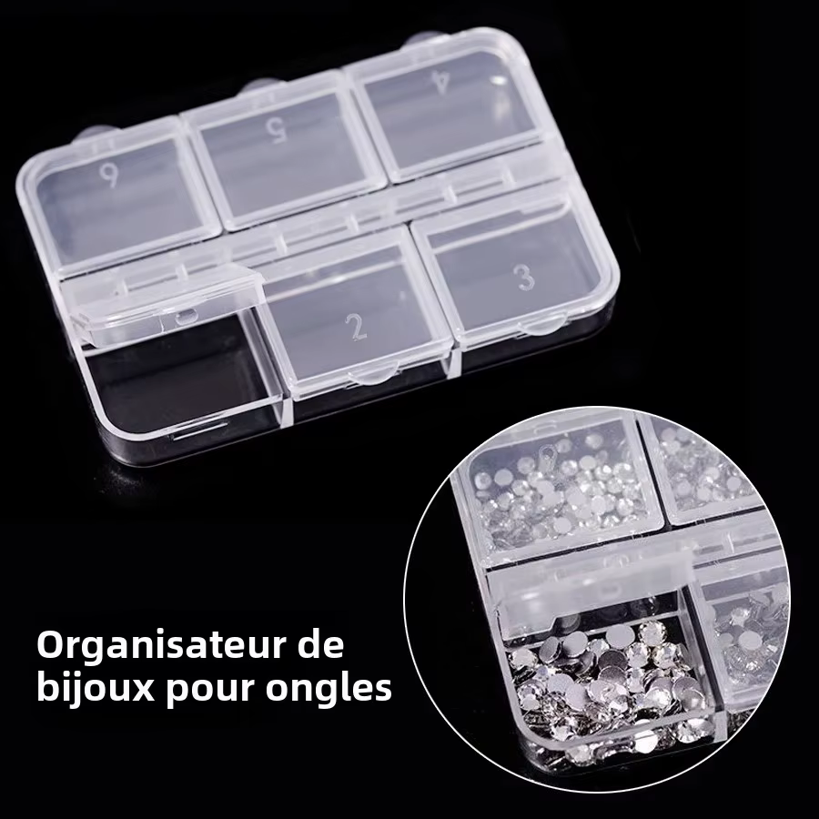 Boîte de rangement vide transparente, conteneur de bijoux pour pierres précieuses, strass, perles, d