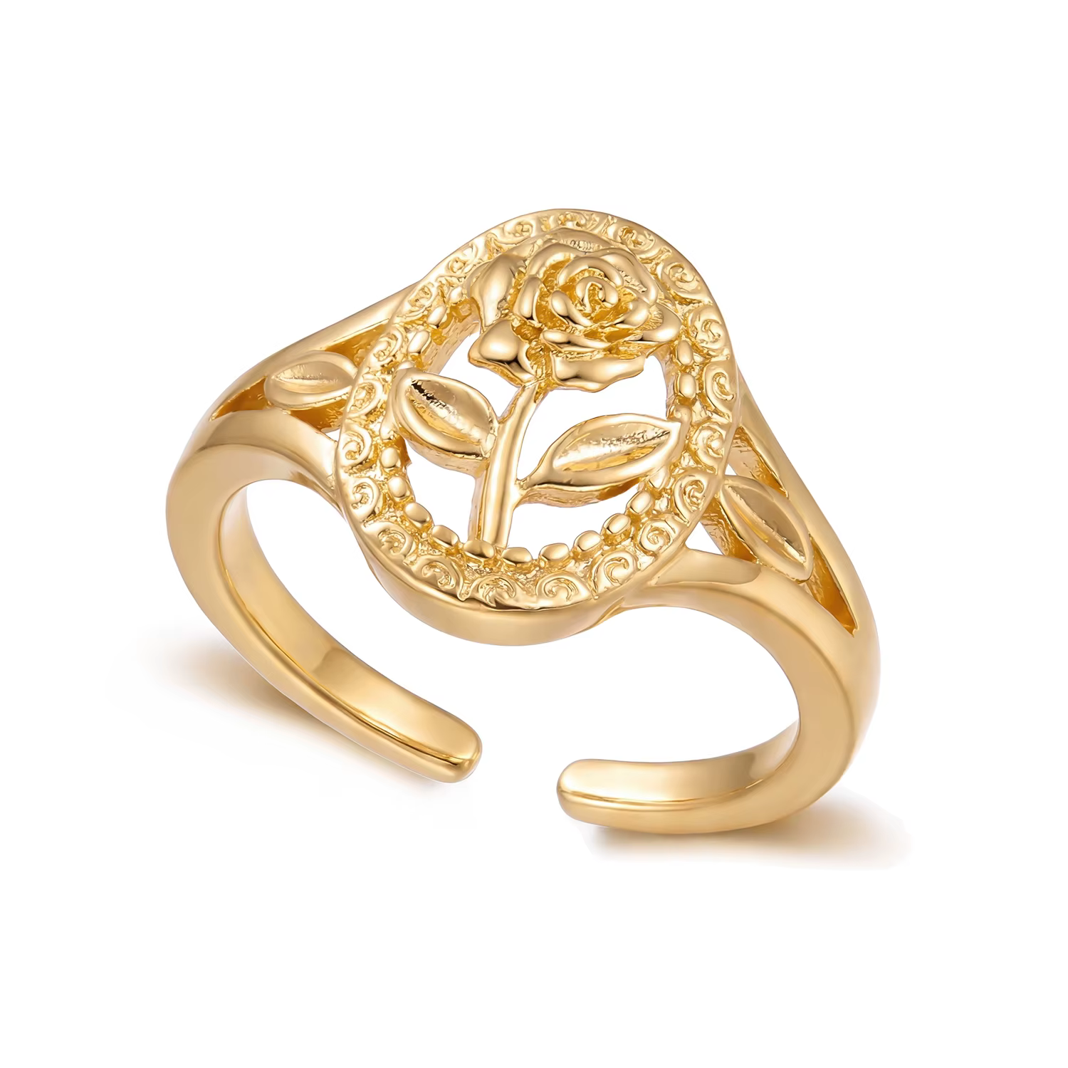Bagues romantiques en forme de rose couleur or pour femmes, bague de fiançailles Vintage en forme de