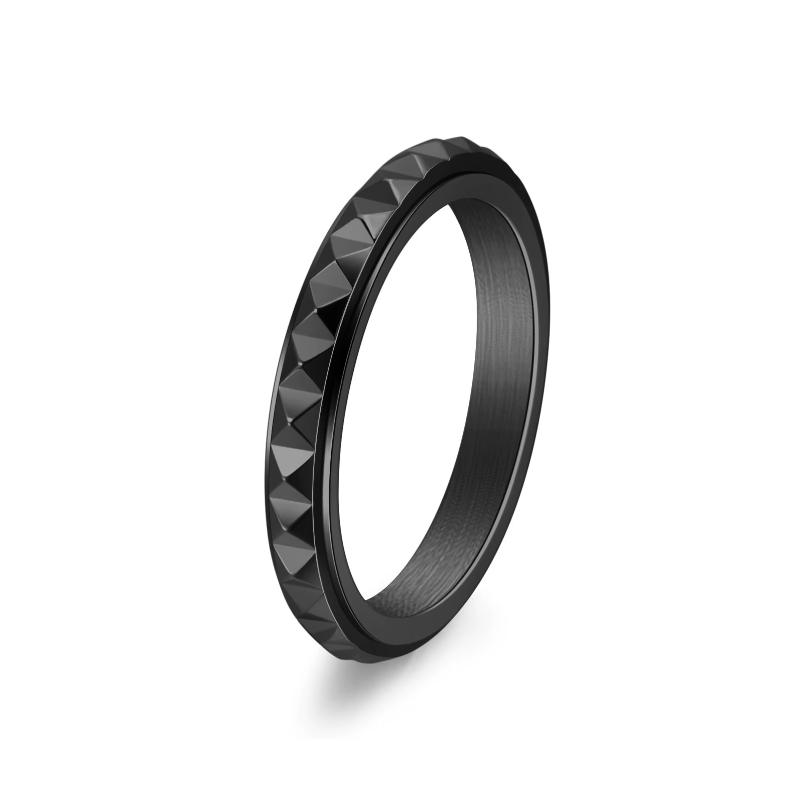 Bague pyramide rotative plaquée or Rose pour femmes, bijoux en acier inoxydable de Style coréen, cad