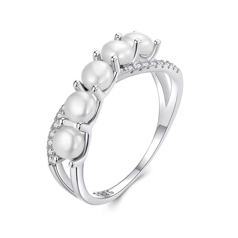 BAMOER 2025 nouvelle bague en argent Sterling 925 avec perles infinies, bague de pouce plaquée or Do