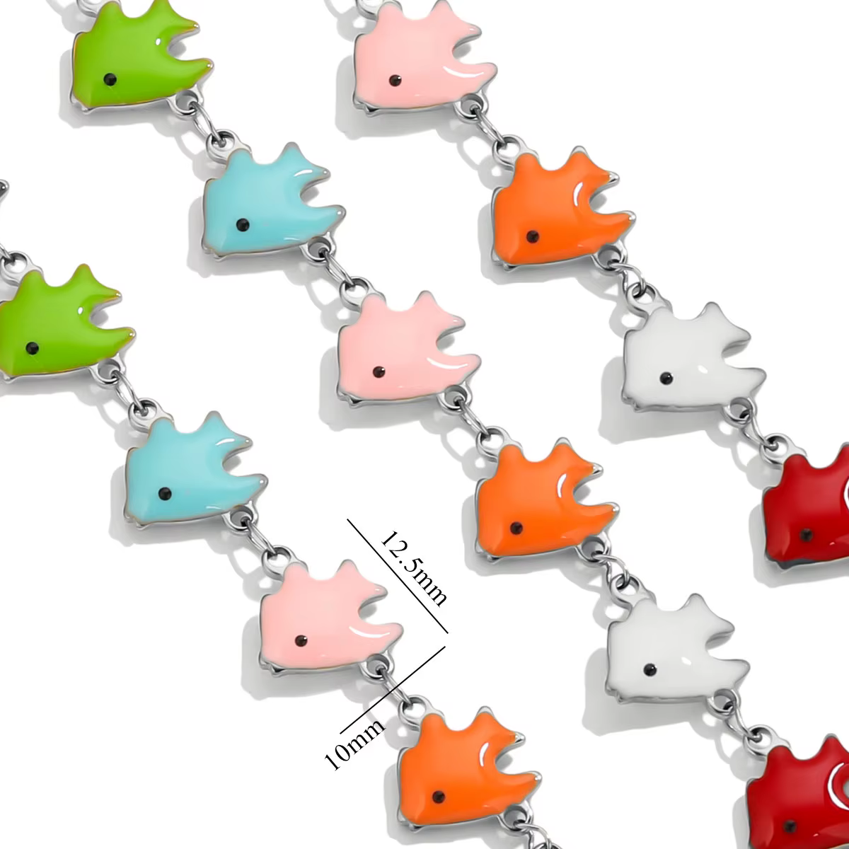 Chaîne à breloques en acier inoxydable et émail, 1M, pendentifs colorés en forme d'étoile de mer, d'