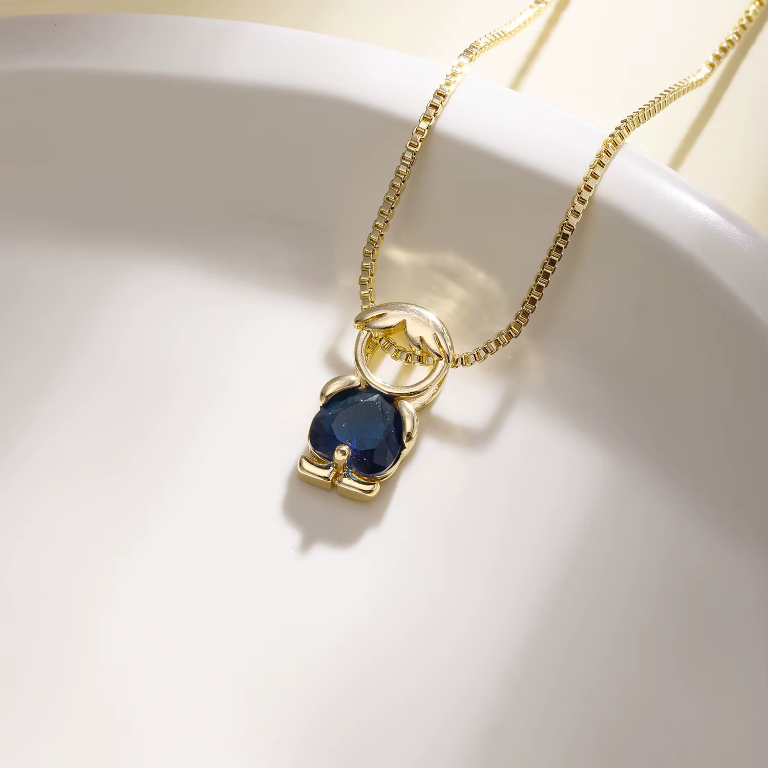 Nidin – collier avec pendentif en pierre de naissance pour garçon et fille, en forme de cœur, en Zir
