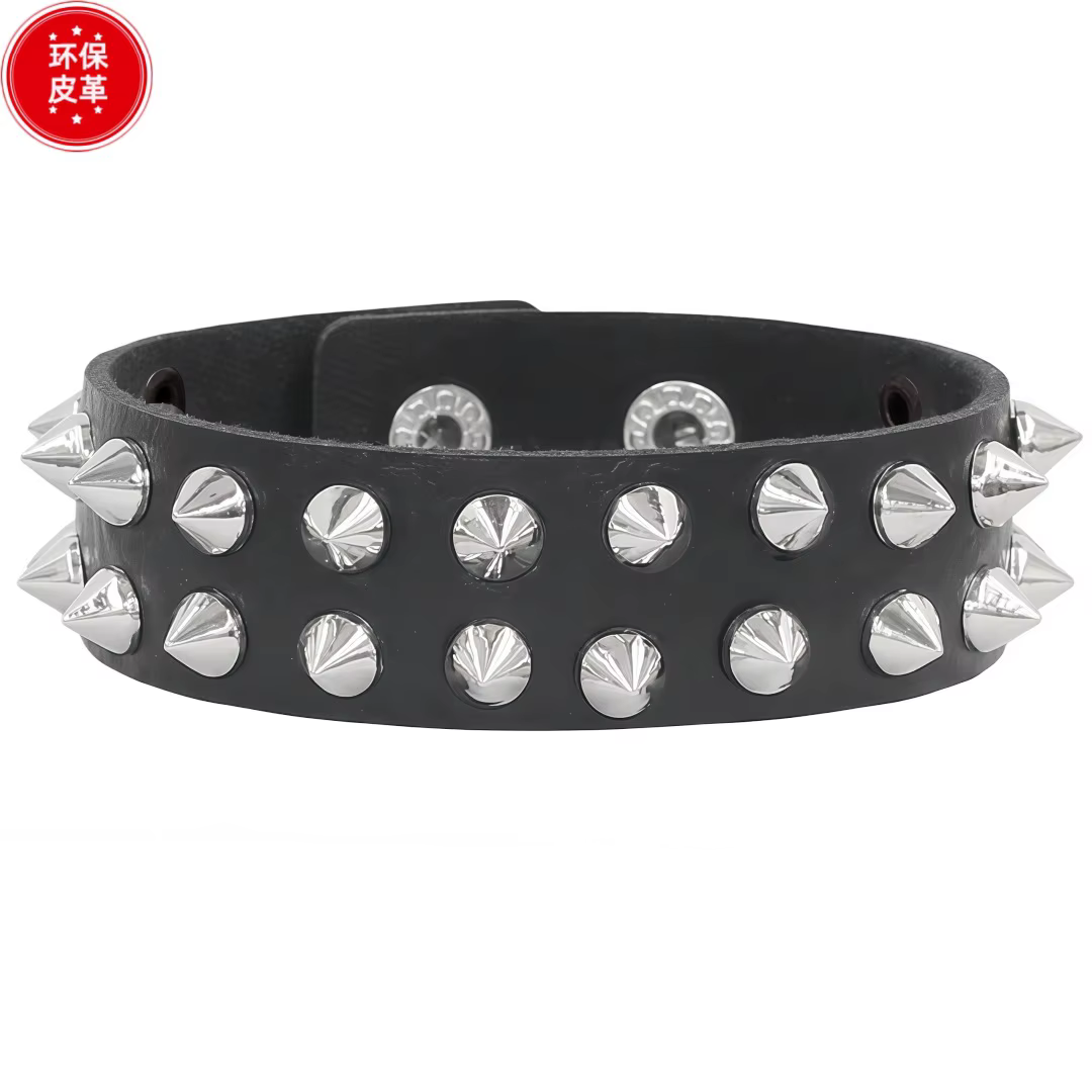 DIEZI – Bracelet gothique Punk Vintage pour hommes et femmes, en cuir PU noir, avec rivets, bijoux H