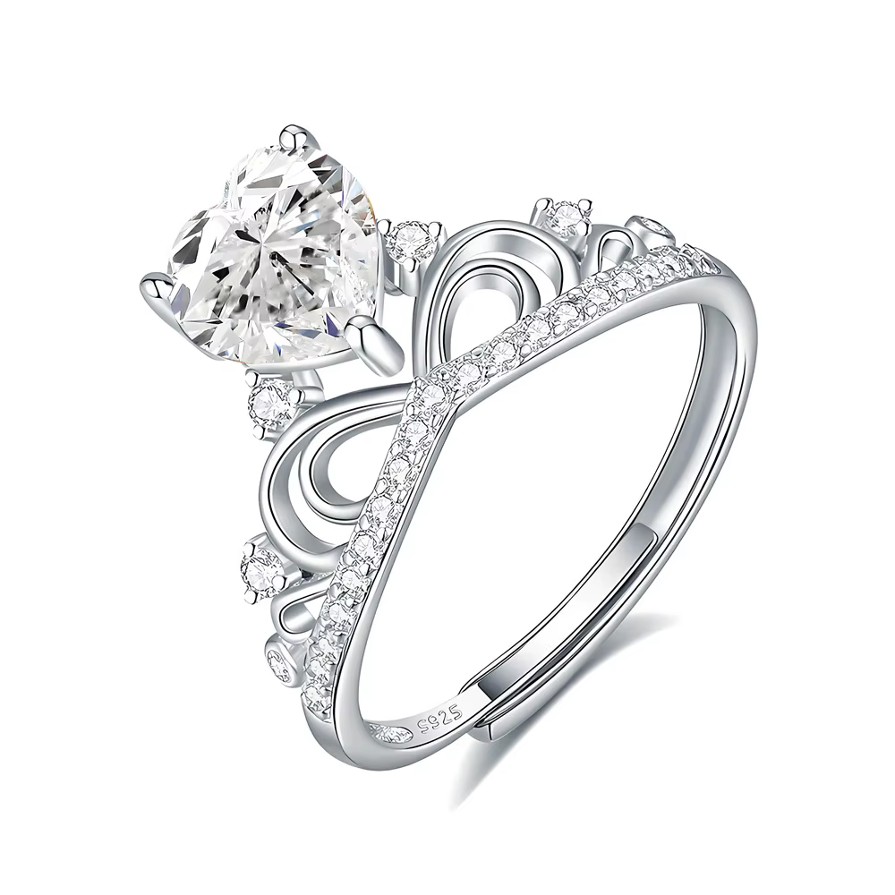 Nouvelle bague couronne en argent sterling 925, bague féerique rose pour femme avec diamant à haute 