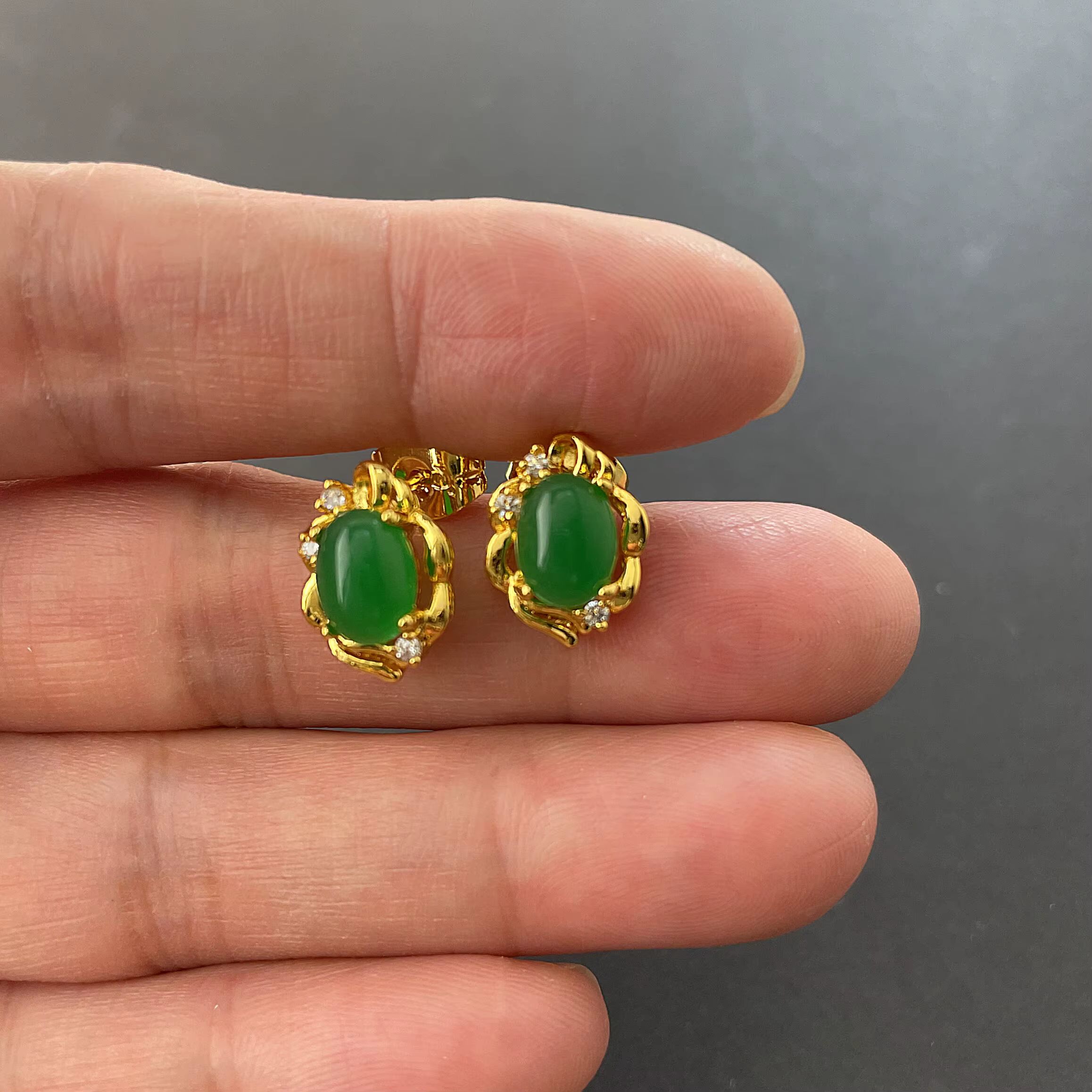 Ensemble de bijoux avec pendentif émeraude plaqué or 24 carats, boucles d'oreilles, cadeau de fiança
