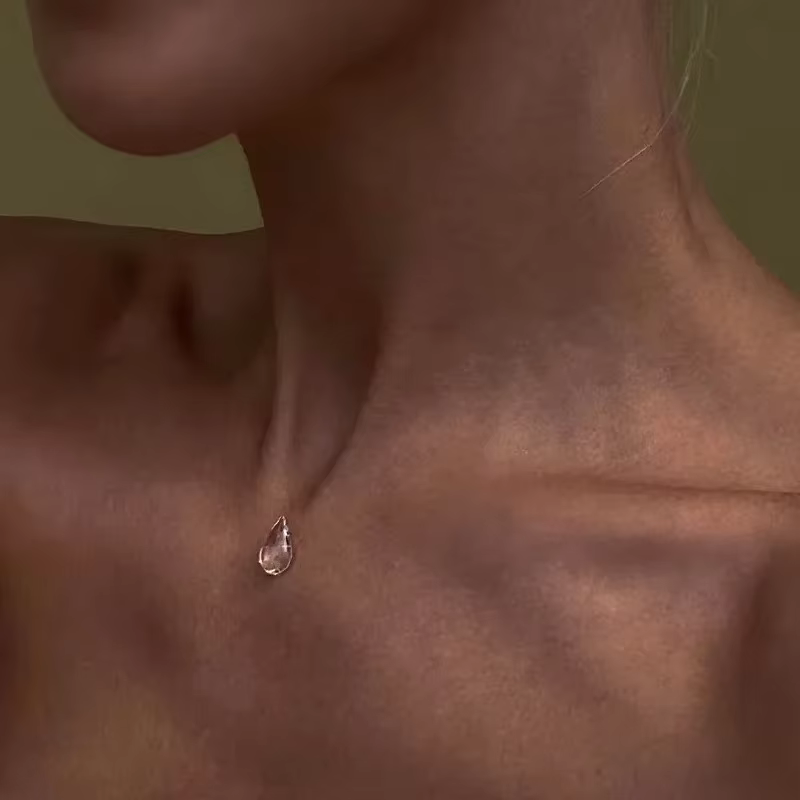 Collier goutte d'eau claire, boucles d'oreilles goutte de pluie transparentes, bijoux en forme de go