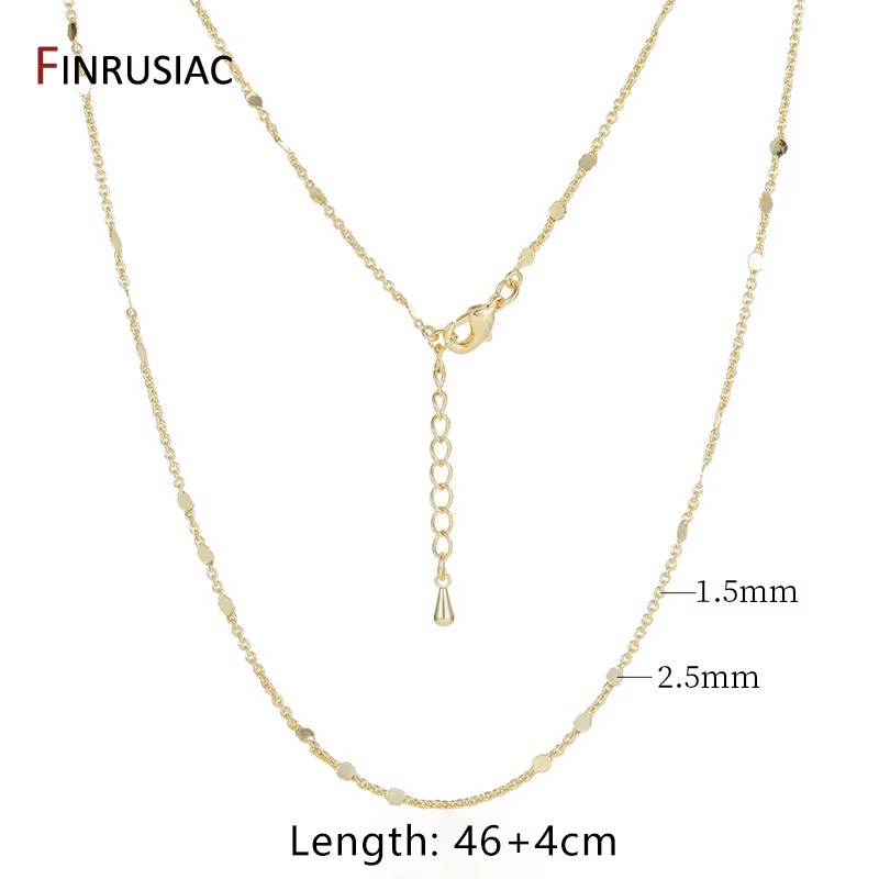 Chaînes de collier plaquées or véritable 14K pour la fabrication de bijoux, chaînes en laiton de hau