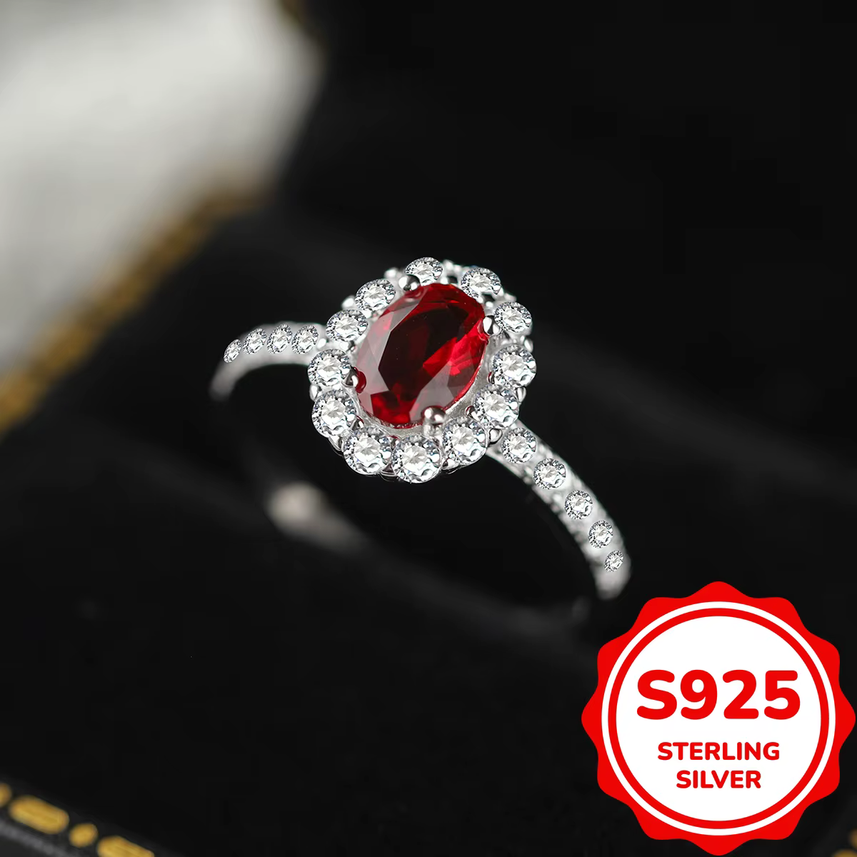 Bague de Boutique en argent Sterling Zircon rouge, exquise et scintillante de haute qualité, AAA sci