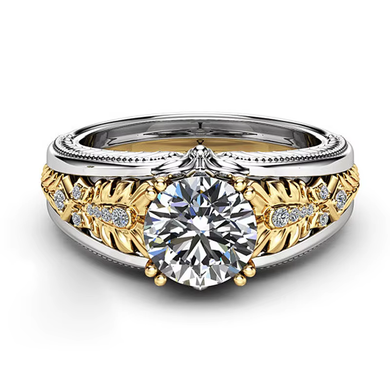 Bague Vintage en or blanc 18 carats avec diamant, pierres précieuses De mariage pour femmes, topaze 
