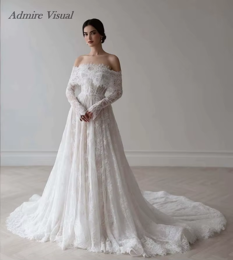 Admire visuel nouvelles robes de mariée a-ligne dentelle 3 en 1 avec manches détachables robe de mar