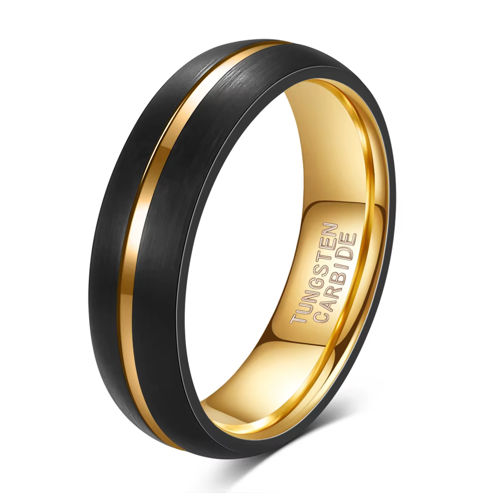 Bague en acier au tungstène pour homme, acier au titane, or noir, matiques en acier inoxydable, cade
