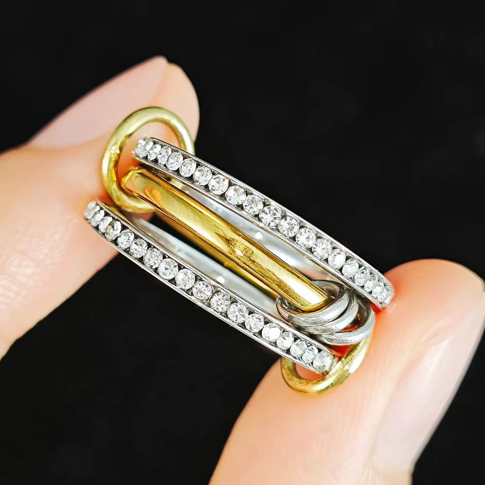 Bagues empilables à plusieurs couches pour femmes, bijoux en acier inoxydable, couleur or, Zircon br