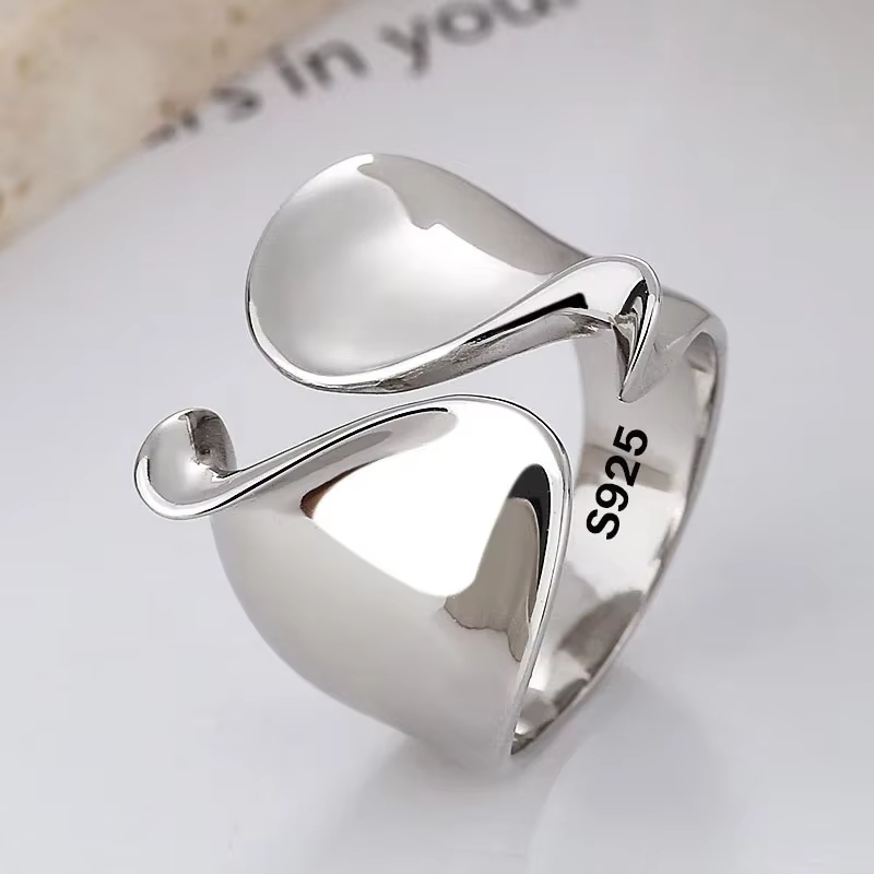 Bagues en argent Sterling 925 pour femmes, minimaliste, élégant, pour Couple, Simple, grande bague d