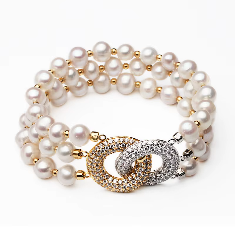 Bracelet de perles d'eau douce pour femme, bracelets en perles naturelles véritables, meilleur cadea
