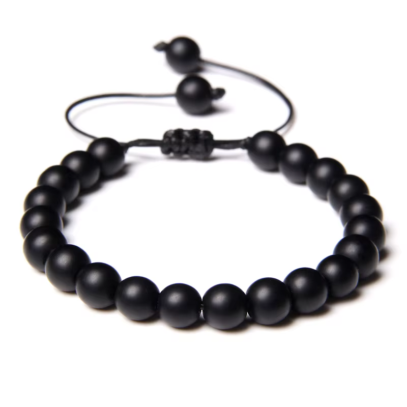 Bracelets en pierre naturelle pour femmes et hommes, perles noires, quartz fumé, Labradorite, tressé