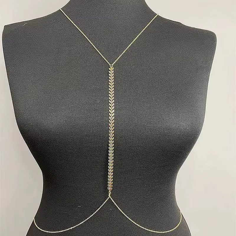 Chaîne arrière de blé couleur or pour femmes, chaîne de taille Simple en métal géométrique, accessoi