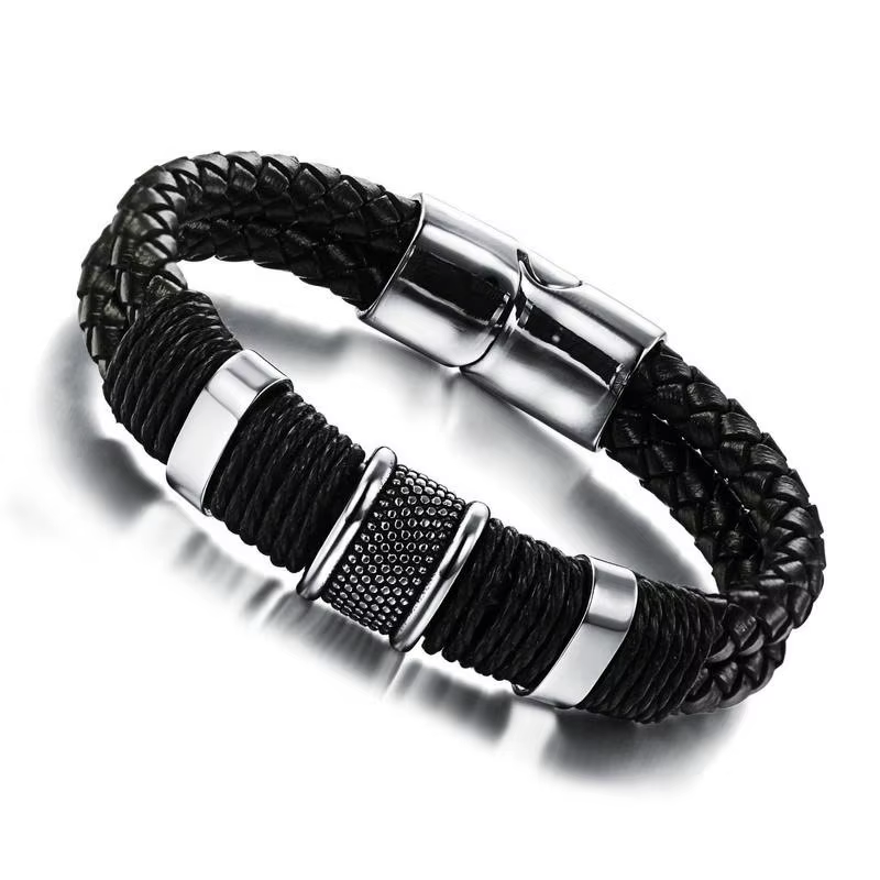 Nouveaux bracelets en cuir tressé en métal pour hommes et femmes, bijoux faits à la main, accessoire