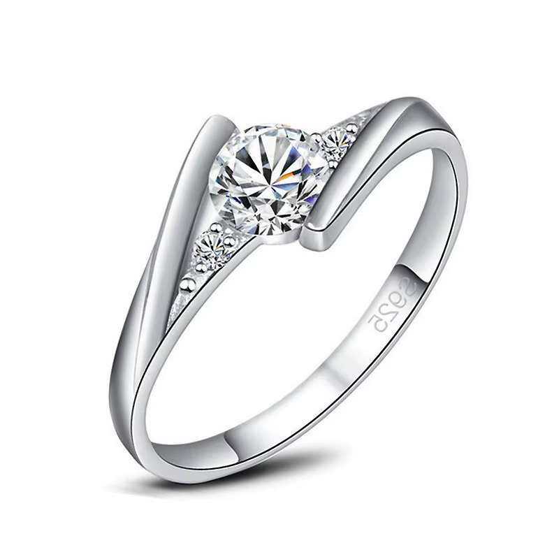 Bague ronde en pierre de Zircon pour femmes, Vintage, couleur argent Sterling 925, bijoux de mariage