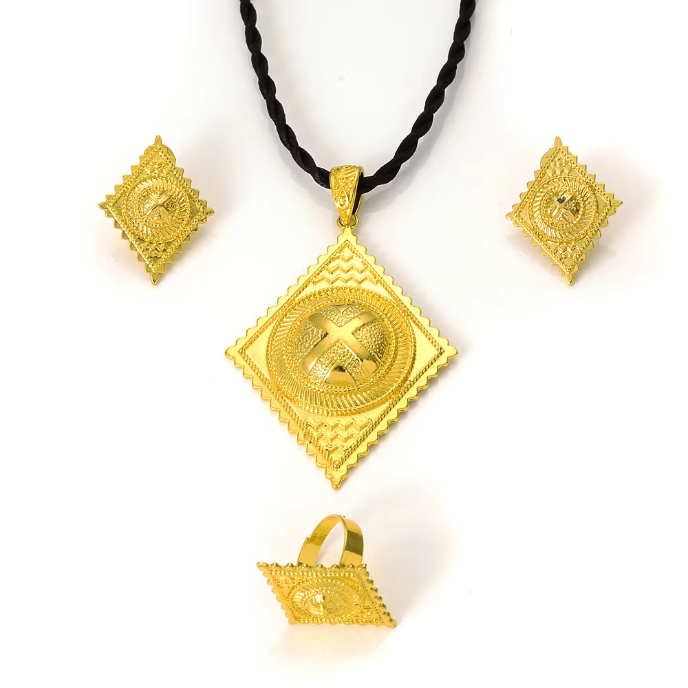 Nouveaux ensembles de bijoux éthiopiens pendentif boucles d'oreilles bagues africain érythréen Habes