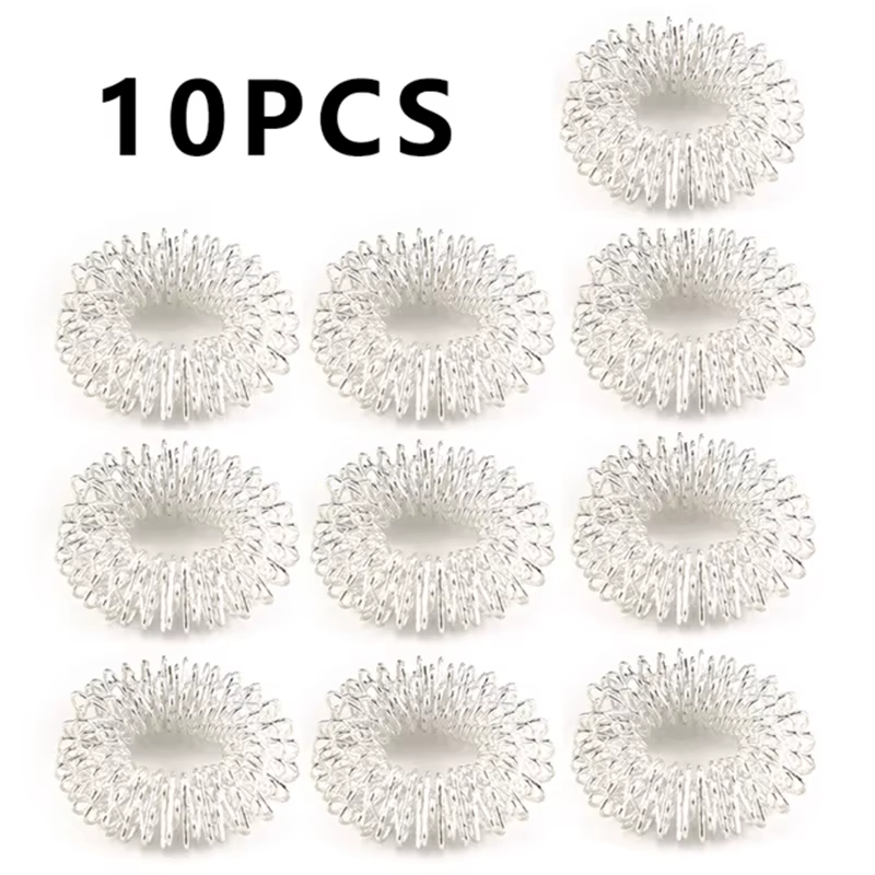 Lot de 10 anneaux de massage des doigts, anneaux d'acupuncture, outil de massage corporel pour la sa