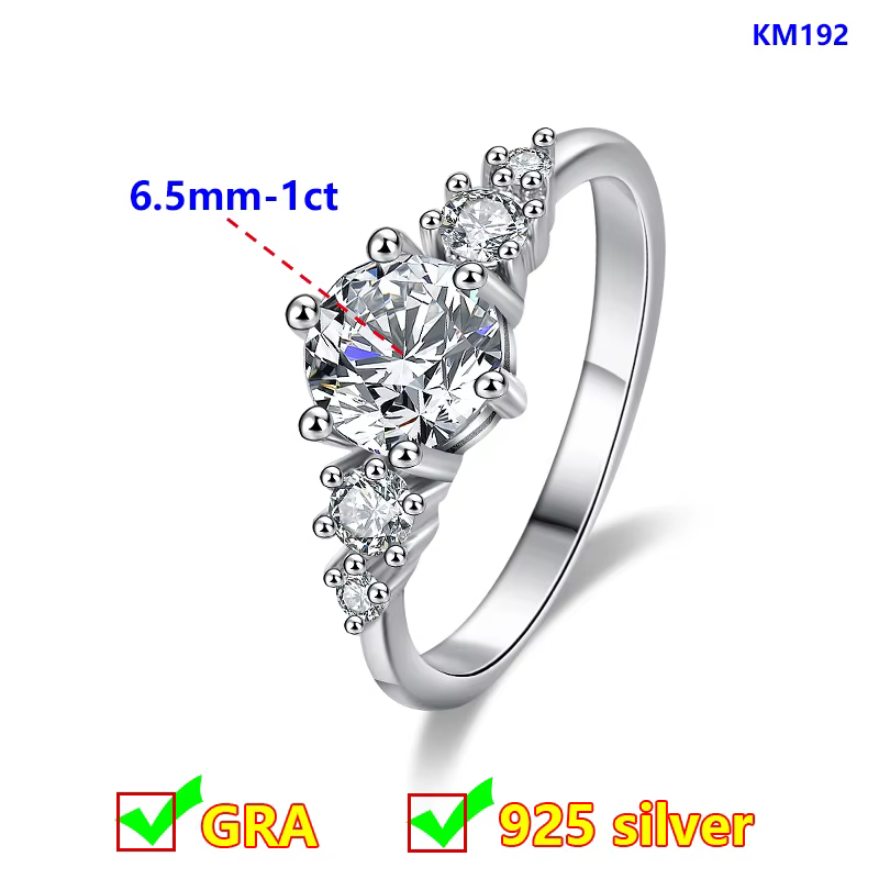 Bague Moissanite pour femmes, bijoux en argent Sterling S925, Design classique à Six griffes, bagues