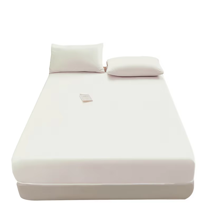 Parure de lit en coton brossé couleur unie avec jupe de lit, housse de couette et taies d'oreiller –