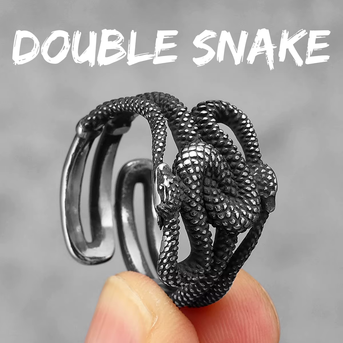 Bague Double Salle SION L en Acier Inoxydable pour Homme, Bagues Animal Punk Rock pour Cavalier Masc