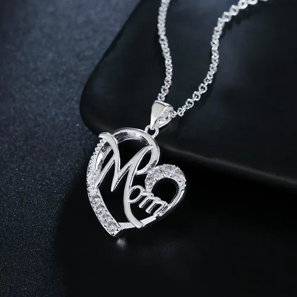 Cadeaux de fête des mères chauds 925 breloque en argent Sterling élégant maman AAA Zircon coeur pend