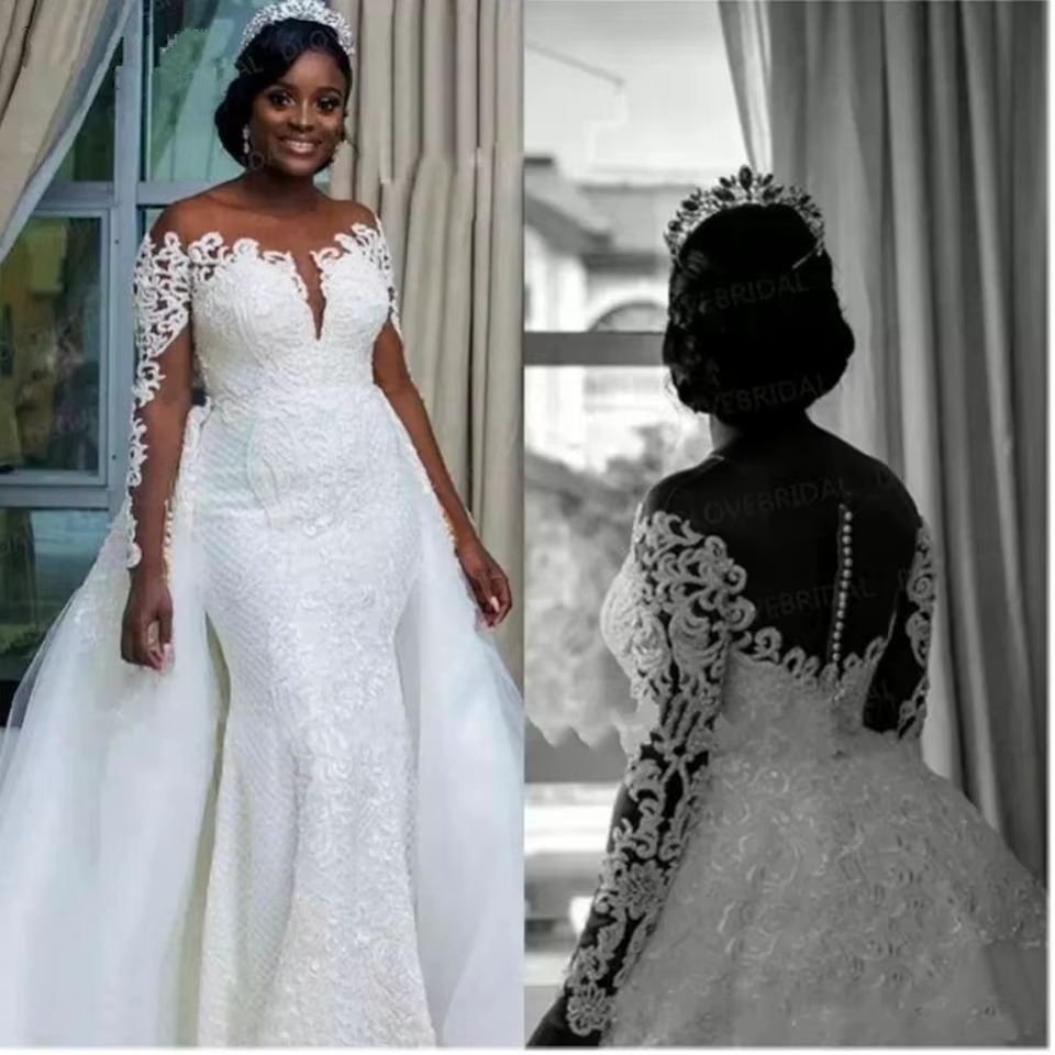 Robe De mariée sirène blanche/ivoire, luxueuse tenue De mariage élégante pour femmes, avec des Appli