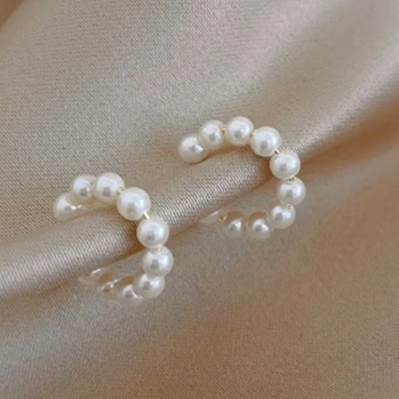 Boucles d'oreilles élégantes en Imitation de perles pour femmes, Clip en forme de C, anneau d'oreill