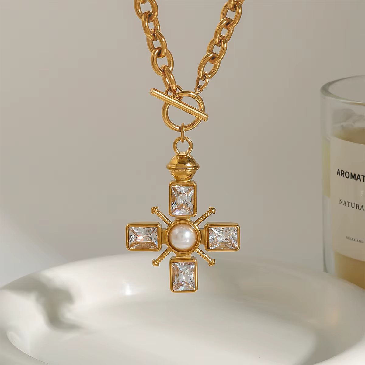 Yori – collier avec pendentif croix en zircone cubique Fine, étanche, bijoux tendance pour femmes, h