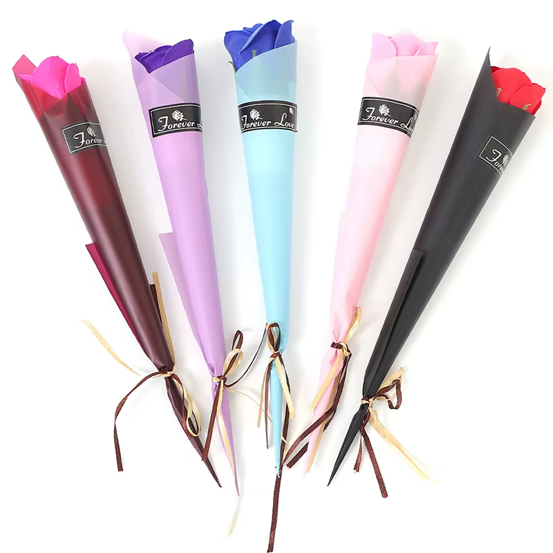 6 pièces de fleurs de savon en forme de rose de 4 cm, bouquet artificiel, savon portable, cadeau pou
