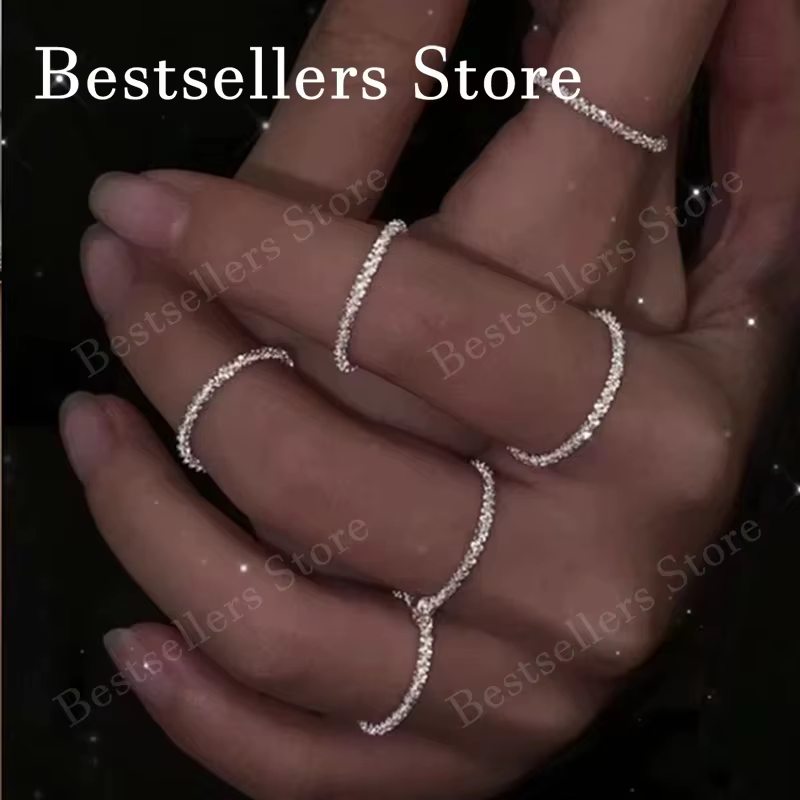Argent Sterling 925 6-9 #   Bague scintillante pour femmes, breloque à la mode, bijoux cadeaux de ma
