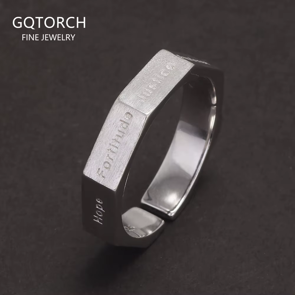 Bague chrétienne en argent Sterling S925 pour femmes et hommes, bracelet gravé de sept virtues, bijo