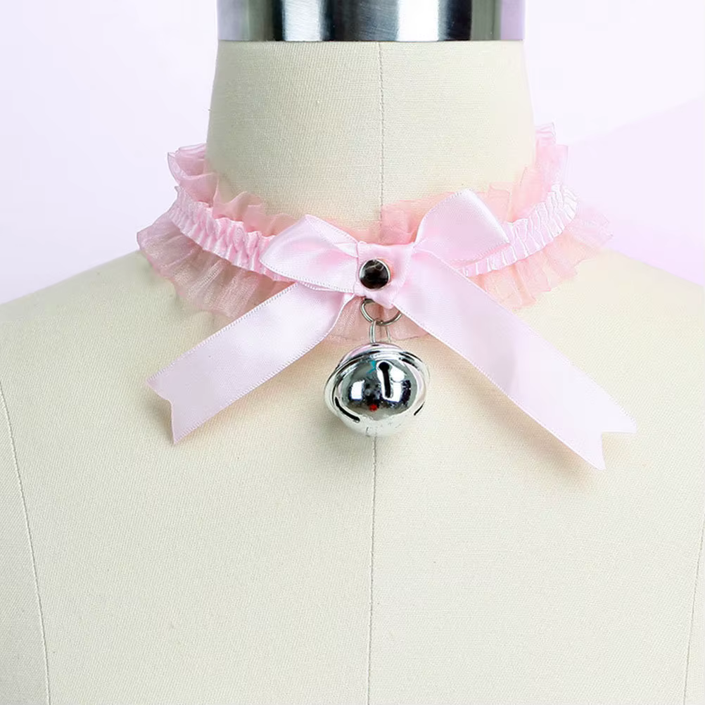Tour de cou en dentelle rose avec nœud papillon, anneau de cou, Style Harajuku, pendentif Design clo
