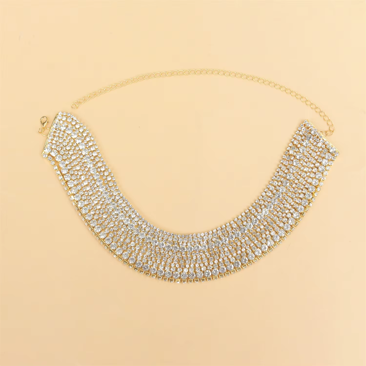 Tour de cou complet en strass, collier en cristal multicouche élégant, chaîne de clavicule romantiqu