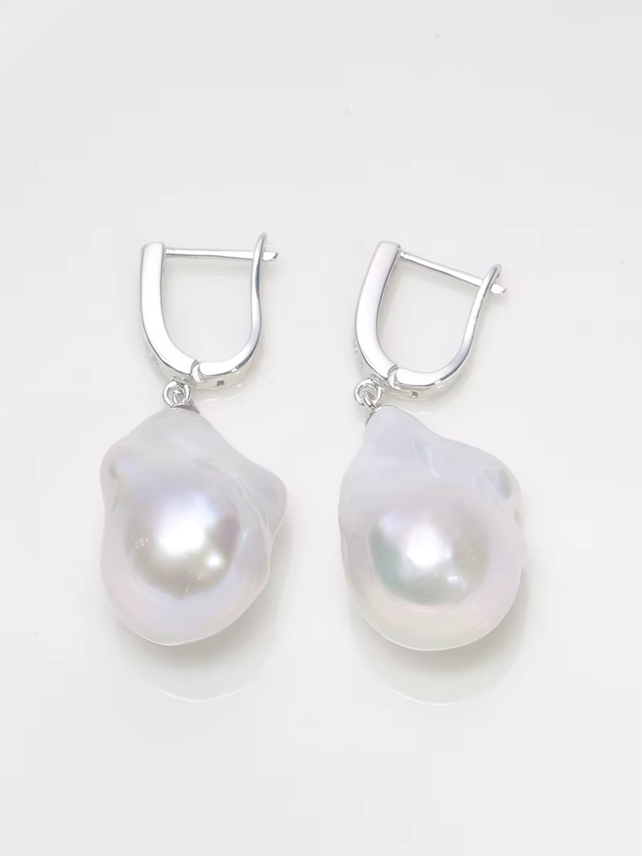 Jane bijoux 925 argent sterling 100% naturel d'eau douce Baroque perle boucles d'oreilles INS bijoux