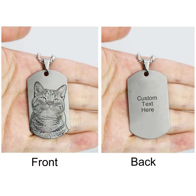 Collier Photo personnalisé avec Photo gravée au Laser, pendentif avec texte, bijoux en acier inoxyda