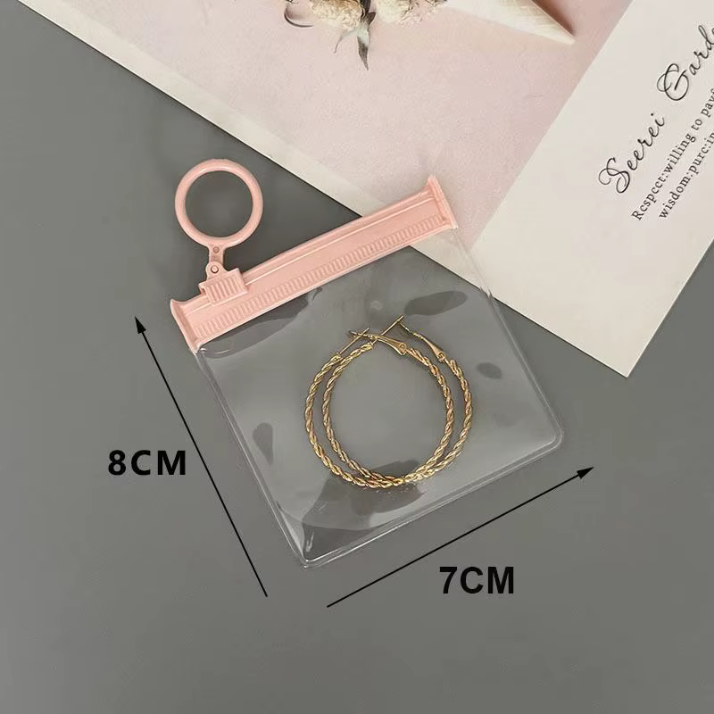 Sacs de rangement à fermeture éclair en plastique EVA pour bijoux, 10 pièces, jolies pochettes roses